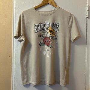 Abercrombie Kids Short Sleeve Tan T-Shirt with design for Girls